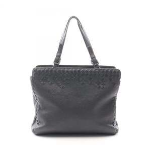 BOTTEGA VENETA Black Leather Intrecciato Tote Bag